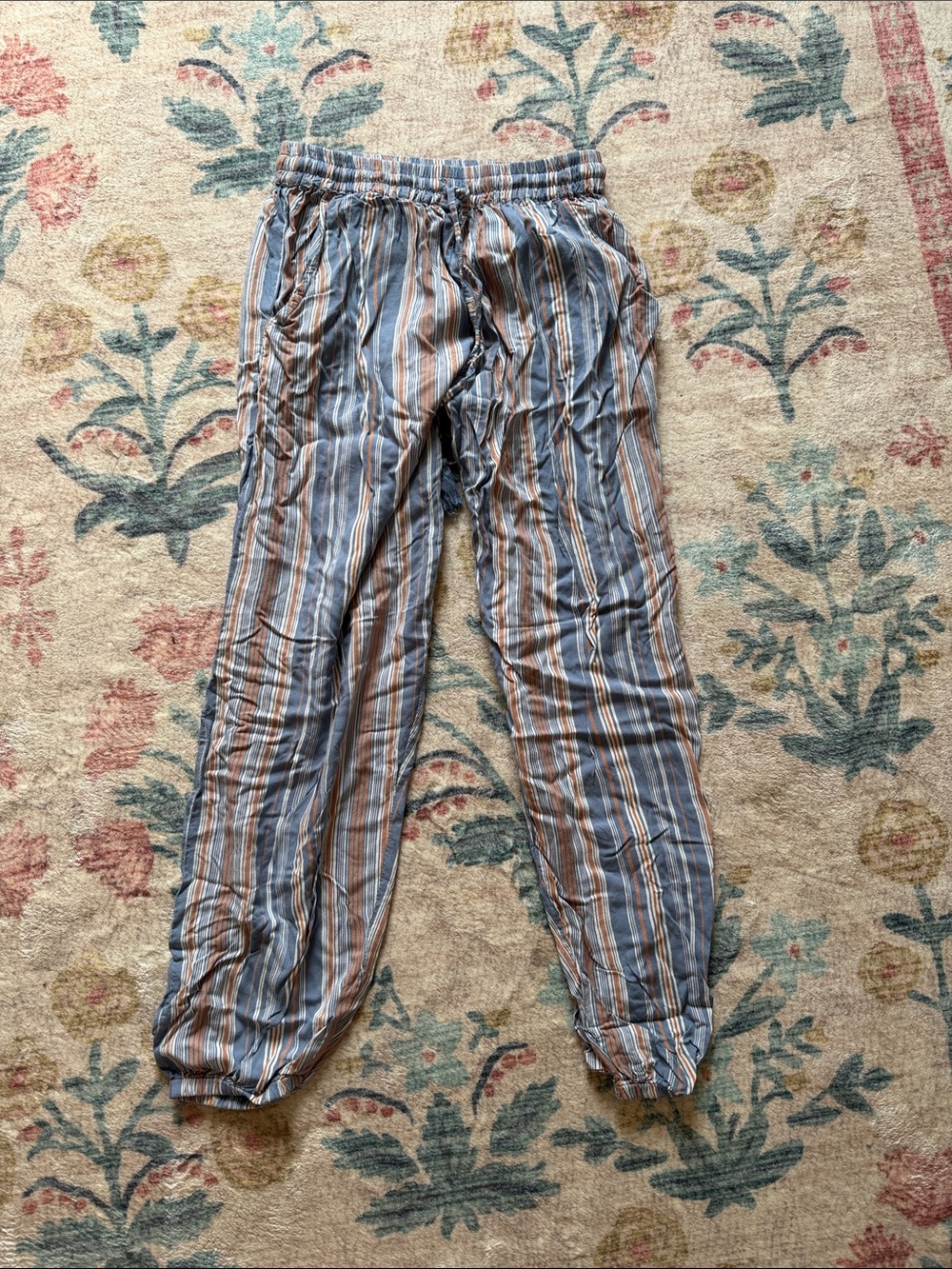 Striped Casual Lounge Pants - Blue & Brown